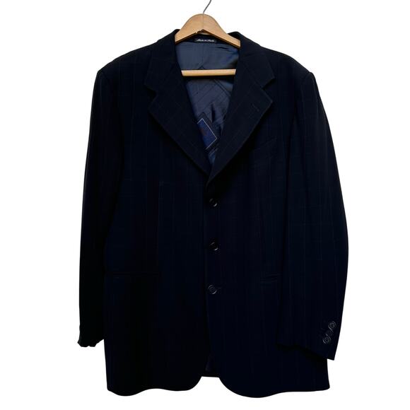 Pal Zileri Pull Blazer Men’s 52 IT / 42 US Made in Italy Black Windowpane Wool - Picture 1 of 10